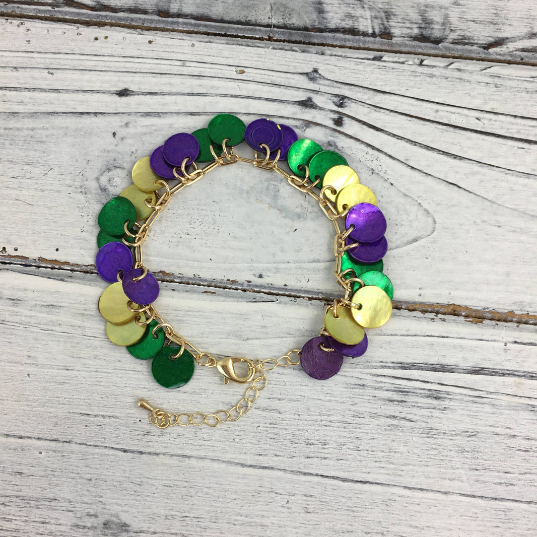 Mardi Gras shell bracelet