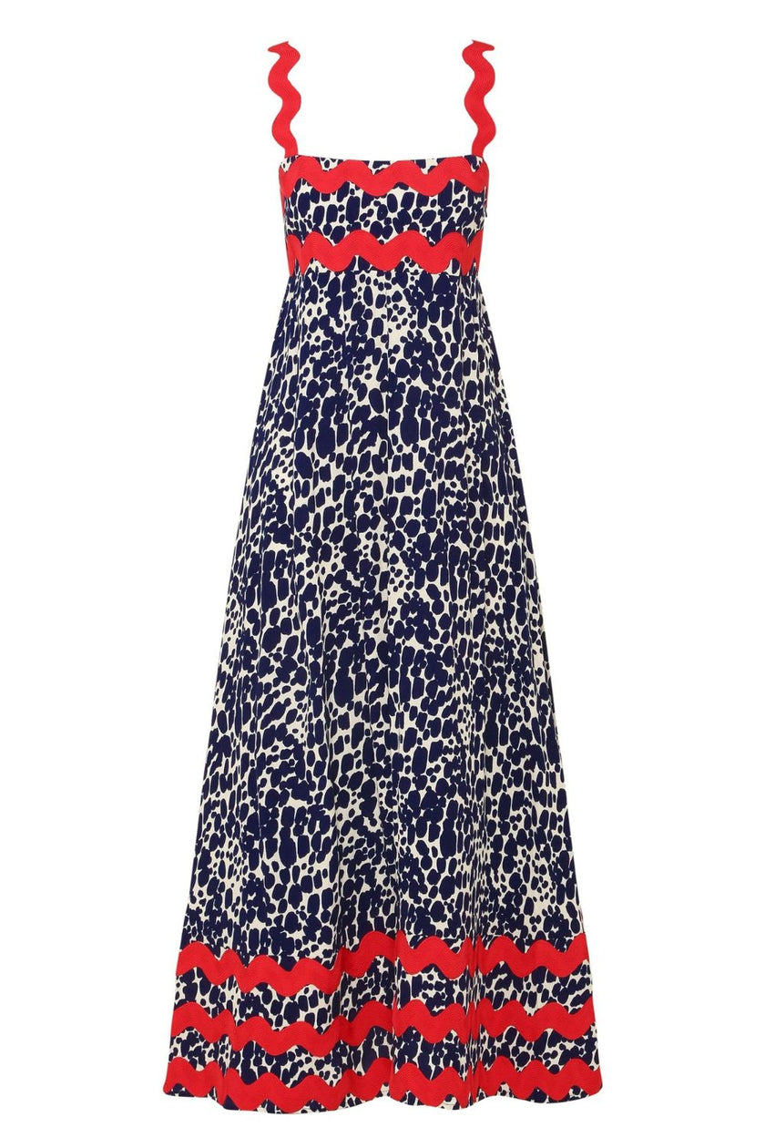 Printed Square Neck Wide Strap Maxi Dress