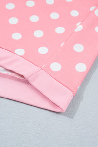 Pink Polka Dot Oversized Top Drawstring Short Set