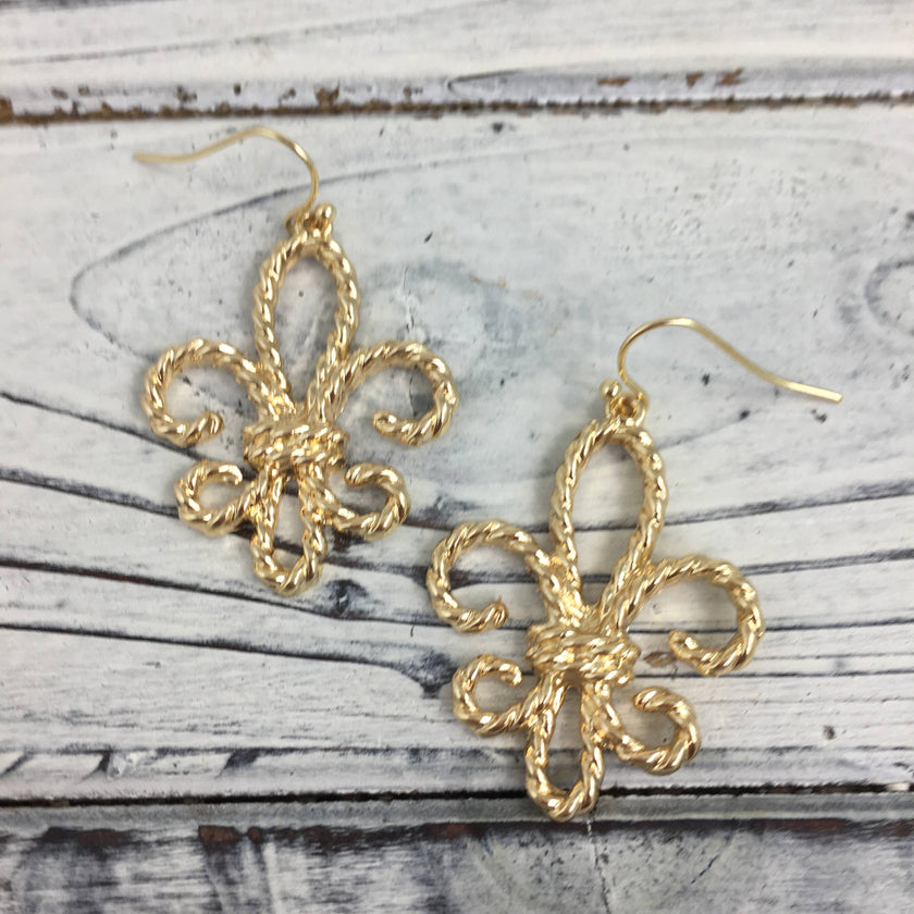 Textured fleur de lis earrings