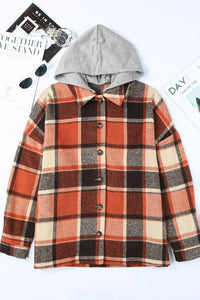 Plaid Button Up Hooded Shacket