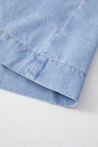 Beau Blue Denim Button Detail Babydoll Square Neck Mini Dress