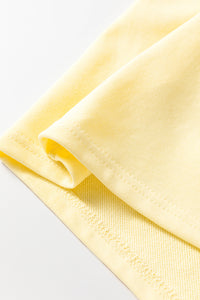Yellow Cream Eyelet Embroidered Lace Splicing Sleeve Loose T Shirt Dress