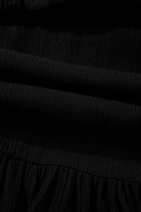 Black Floral Embroidery Ruffled Spaghetti Straps Tank Top