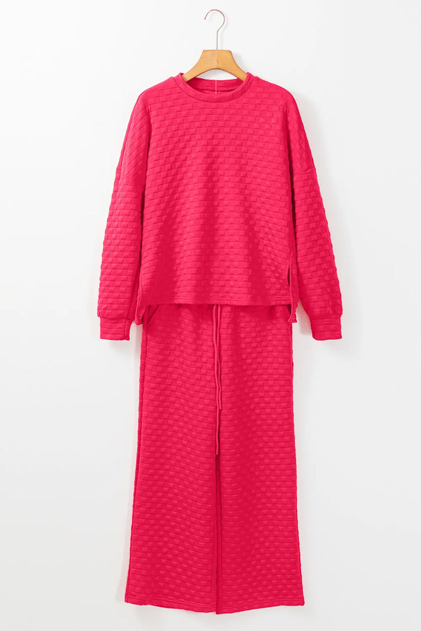 High-Low Round Neck Top and Pants Set