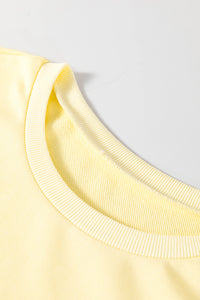 Yellow Cream Eyelet Embroidered Lace Splicing Sleeve Loose T Shirt Dress