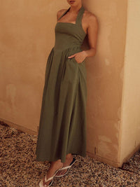 Halter Neck Maxi Dress with Pockets