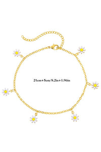 Gold Daisy & Pearl Chain Anklet