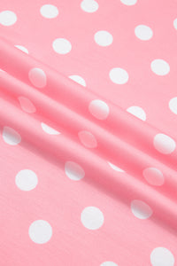 Pink Polka Dot Oversized Top Drawstring Short Set