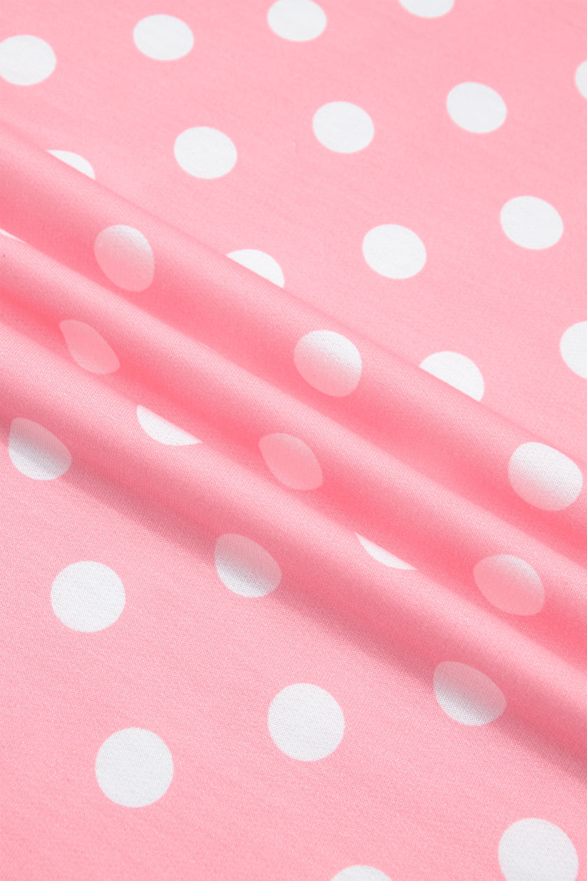 Pink Polka Dot Oversized Top Drawstring Short Set