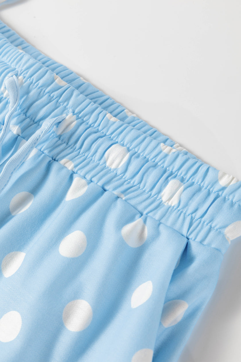 Pink Polka Dot Oversized Top Drawstring Short Set