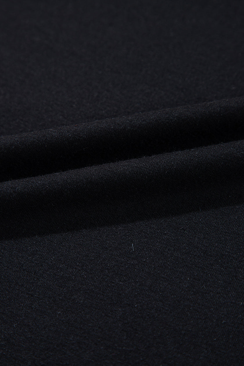 Black Sequin Stripes Patchwork Mardi Gras Crew Neck T Shirt